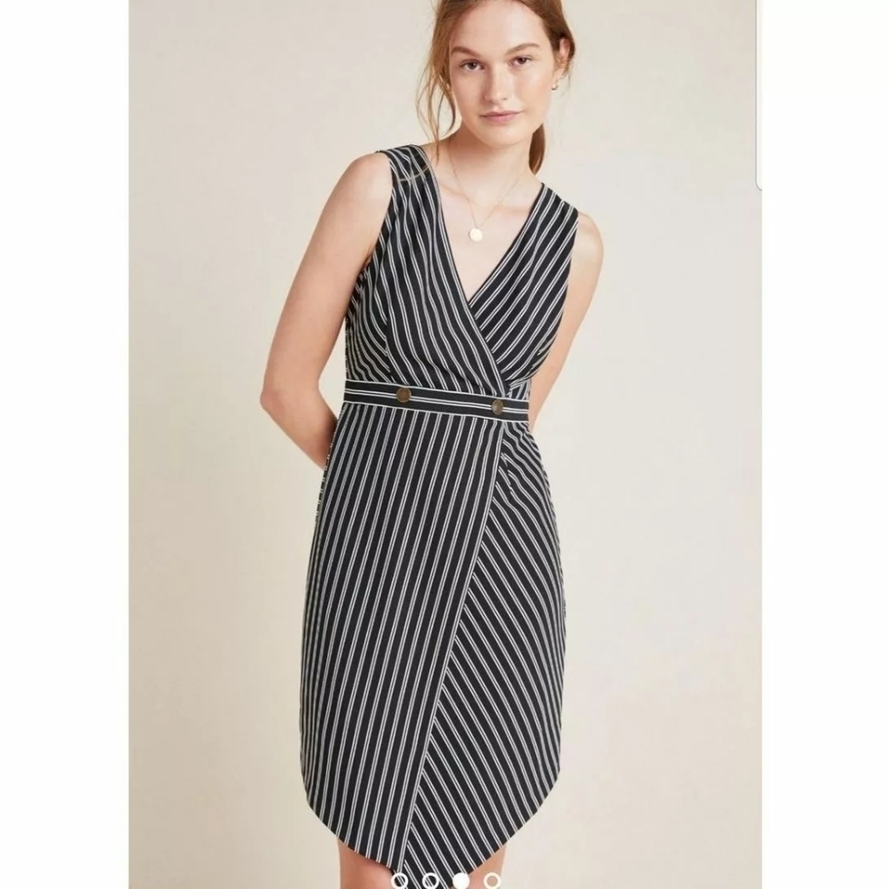 Anthropologie Hutch Black Striped Indira Business Casual Dress